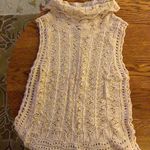 Miss Me  Pointelle Crochet Cowl Neck Sweater Tank in Ecru sz small EUC Photo 5