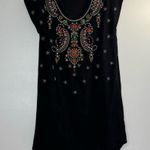 Anthropologie Yumi Chiaroscuro Black Boho Shift Beaded Jeweled Dress Size PS Photo 1