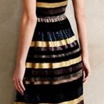 Wolven Black and Gold Striped Mini Dress Size 6 Photo 1