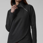Athleta  Cozy Karma Asym Pullover Fleece Lined Sweatshirt Top Black Med #759 Photo 0