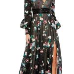 Mac Duggal Embroidered Bishop Sleeve V-Neck Flowy Gown Photo 0