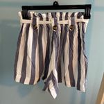 American Eagle Small NEW Teen Girl High rise Paper Bag Shorts Blue White Stripes Photo 2