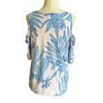 LC Lauren Conrad  Blue/Lilac Tropical Cold Shoulder Top Women's Size Small 60-32 Photo 1