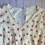 Molly green Rose Print Floral Ruffle Cream 3/4 Sleeve Romper Sz L Photo 7