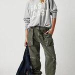 Free People We The Free Marx Slouchy Cargo Jeans Green Size 24 Photo 0