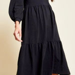 Nation Ltd Tavin Tiered Midi Dress Black 100% Cotton Size M Photo 0