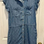 Thread & Supply Cap Sleeve Tencel Chambray Denim Tie Waist Dress Blue Small‎ S Photo 0