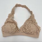 Aerie Halter Bra Floral Lace Flesh Tone Padded Bralette Small Photo 0