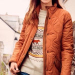 Talbots  Quilted Long Puffer Jacket Size Med Petite Orange Classic Coat Winter Photo 0