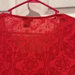 Ann Taylor Women's Size Large Raspberry Red Pink Burn Out Short Sleeve Top Photo 4