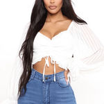French Kiss  White Ruched Blouse Photo 0