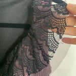 Vintage Lace Mesh Ruffle Sheath Dress Sz Medium Purple Black Photo 8