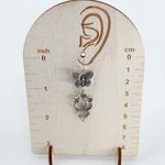 Antique Silver Butterfly Floral Dangle Earrings, Fairycore Earrings Photo 2