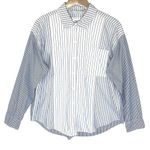 American Eagle Women’s Blue and White Mixed Stripe Button Front shirt Photo 2