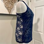 Zenana Outfitters  DARK BLUE SHEER LACE RACERBACK TANK TOP Large Photo 2