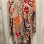 Hale Bob Gorgeous  floral ruched vneck long sleeve midi dress jersey Photo 0