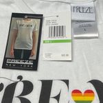 LGBTQIA+ "Be You" Pride Tee Women's Large White Rainbow Heart Graphic NWT Photo 1