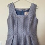 Gal Meets Glam Cosette Jacquard Fit & Flare Dress Blue/Silver/Brown Sz 6 Small Photo 2