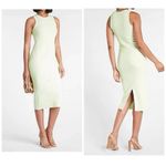 EXPRESS Body Contour Ribbed High Neck Midi Dress in Lime Green Small Photo 1