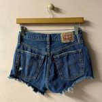 Levi's  501 Dark Medium Wash Blue Distressed Denim Cut-Off Shorts EUC Size 25 Photo 1
