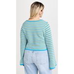 Figue Marley Cropped Sweater in Blue & Green Stripes Size Large Gently Used Photo 2