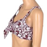 ZARA burgundy and white floral bralette/crop top with large buckle. Small. EUC Photo 3