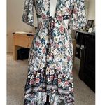 SheIn Hi-low Floral Front tie Cutout Maxi Dress Open Back Tie Front Fairy Whimsical S Photo 3