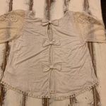 Mauve Sheer Lace and Knit Accent T Shirt Size M Photo 6