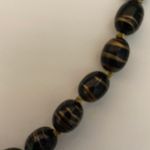 Black With Gold Stripes Beads Costume Necklace Photo 1