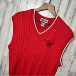 American Vintage Arkansas Razorbacks Vintage 90s Red V Neck Sweater Cable Knit Vest Womens XXL Photo 0
