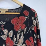 Notations Vintage Top Womens XL Black Red Flower Whimsigoth Vamp Fall Textured Photo 4