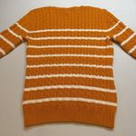 Laurence Kazar Lauren Ralph Lauren‎ Cable Knit Long Sleeve V Neck Sweater Orange Stripe Medium Photo 1