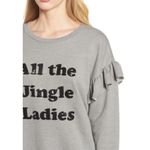 South Parade All The Jingle Ladies Ruffle Sweatshirt Women's Medium Gray Sequins Black Photo 1
