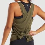 Gymshark  Tie Back Vest Tank Top Khaki square neck flyaway open Photo 5