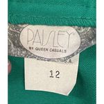 Vintage Paisley By Queen Casuals Kelly Green Side Button Midi Skirt Size 12 Photo 2