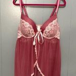 Jessica Simpson Pink Floral Lace Mesh Sheer Lined Wired Camisole 3X Photo 0