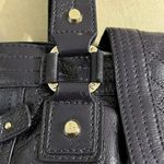 Elliott Lucca Glossy Eggplant Purple Leather Textured Quilted Satchel Purse Photo 3