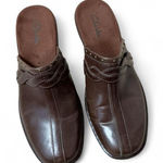 Clarks ‎ Brown Leather Mule Clogs Braided Detail Studded Accent Comfortable Photo 0