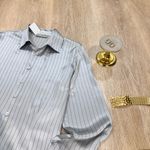 Kate Hill  100% Silk Pinstripe Blouse, Button Down Silk Shirt, Size Medium Photo 2