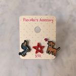 Dachshund & Labrador/Golden Retriever Stud Earring Set Red Photo 1