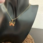 gold butterfly necklace and earring set Photo 4