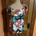MB Bright Tropical Flowers Blouse Size M Photo 6