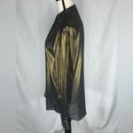 Equipment Femme Band Collar Buttoned Cuffs Long Sleeve Sheer Metallic Blouse Size M Photo 1