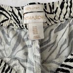 Anthropologie Cynthia Rowley Ivory and Black 100% Linen Animal Print Drawstring Shorts Photo 1