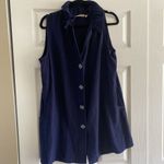 Soft Surroundings  Navy Sleeveless tunic‎ top blouse Metal Button Size Large Photo 1