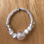 Beaded Thumb Ring White Clear Handmade Vintage Photo 7