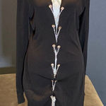 Women’s Black Long Sleeve Sexy Top/Dress with Chain Closure Size XL NEW Black Photo 0