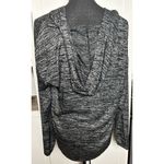 Tahari  Hoodie Sweatshirt Womens Medium Top‎ Long Sleeve Gray Black Photo 6