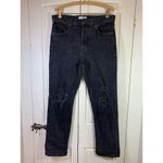 We The Free  People Distressed Black Jeans 30 Button Fly Denim Actual 34x29.5‎ Photo 2