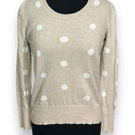 Gap  Beige Polka Dot Long‎ Sleeve Sweater Classic Crew Neck Pullover Womens Small Photo 0